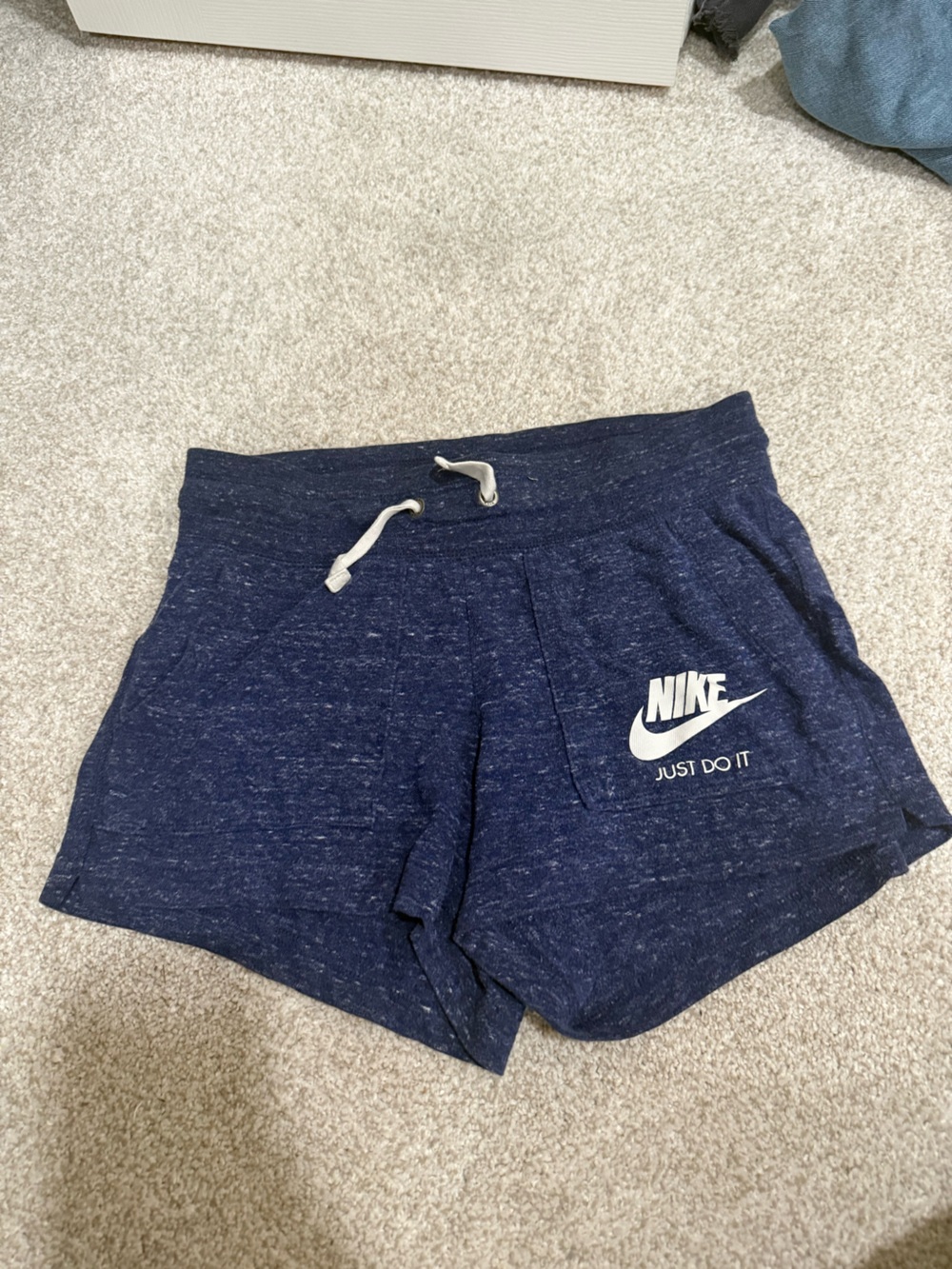 Nike Women's Navy Drawstring Athletic Shorts with Logo